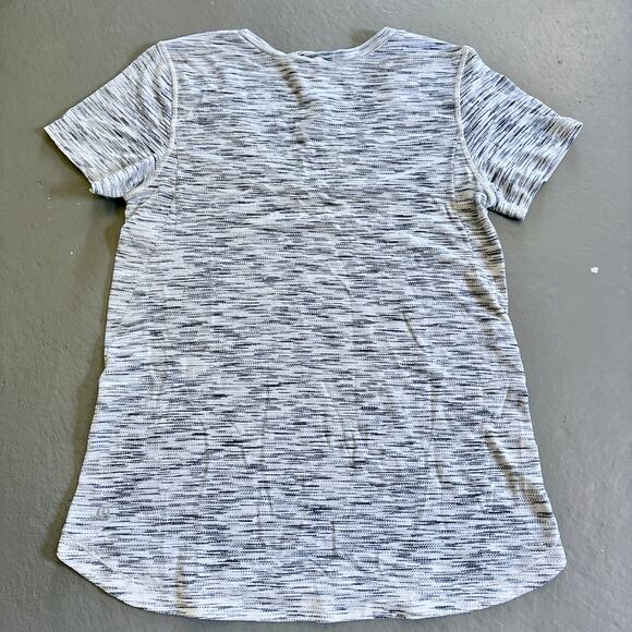 Lululemon What The Sport Tee Tiger Space Dye Black White V-Neck Shirt Size 6 - Picture 7 of 10